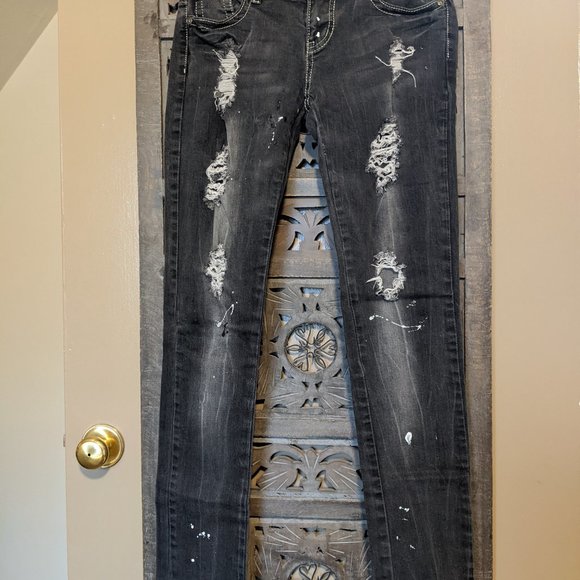 Euro Style Distressed Cotton Skinny Jeans - Picture 6 of 6